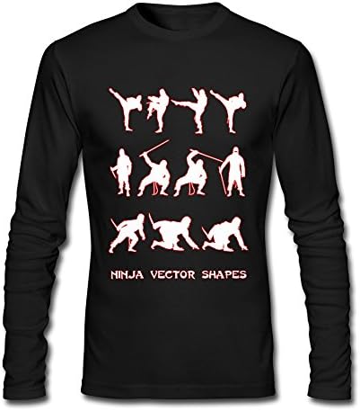 LINEINKE Ninja Long Sleeve T-Shirt For Men Black