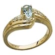 14Kt Yellow Gold Wavy Aquamarine and Diamond Ring