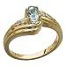 14Kt Yellow Gold Wavy Aquamarine and Diamond Ring
