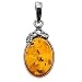 Certified Genuine Cognac Amber and Sterling Silver Small Classic Pendant