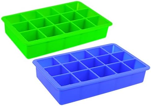 Homga Silicone Ice Cube Tray, Silicone Ice Cube Molds, Ice Cube Maker Trays, Blue and Green, Set of 2