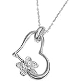 NEW Women Lady Clear Crystal White Pearl Love Pendant Chain Necklace