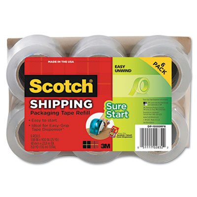 Refill Rolls for DP-1000 Easy Grip Tape Dispenser, 1.88 x 25 yds, 6 Rolls/Pack