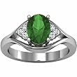 14K White Gold Chatham Created Emerald and Diamond Ring