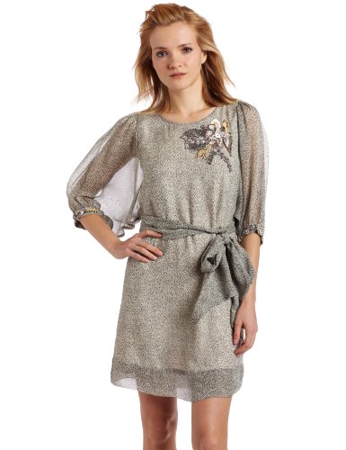 French Connection Women's Pick & Mix Tie Waist Tunic Dress, Cream Black Multi Print, 8