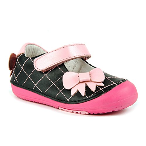 Momo Baby Girls First Walker/Toddler Quilted Bow Mary Jane Leather Shoes