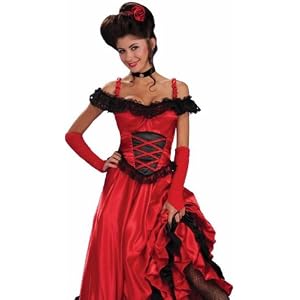 Forum Red Saloon Girl Can Can Dress Adult Western Costume