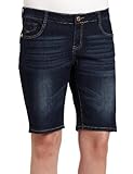 IMAGE OF Southpole Juniors Plus Size Denim Bermuda Shorts With Logo Back Pocket, Dark Sand Blue, 14