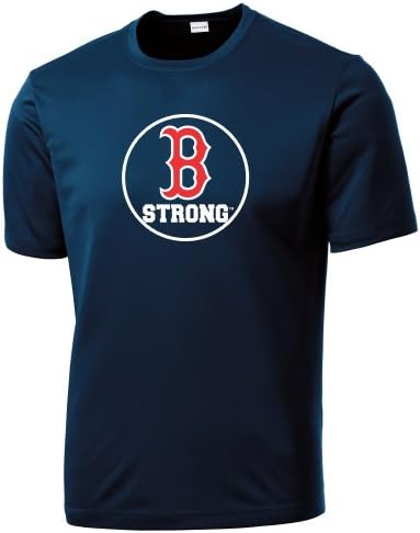 B Strong Boston Strong Men's Competition Navy Running Shirt 100% Polyester