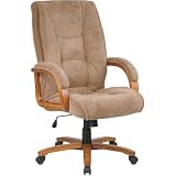 concord Oak Deluxe Pillow Back Executive Chair w Padded Arms In Microsuede Fabric By Office Star