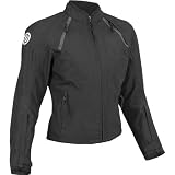 FirstGear Contour Tex Women's Textile Street Bike Motorcycle Jacket w/ Free B&F Heart Sticker Bundle - Black / 2X-Large