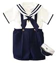 New Navy White Nautical Short Set with Hat 7