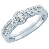 41mbJghL44L. SL160  14k White Gold Round Diamond Ladies Bridal 3 stone Engagement Ring Set 1/3 CT