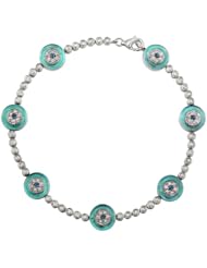 Victoria Kay 14k White Gold Light Blue Enamel Sapphire and Diamond Evil Eye Bracelet (1.00cttw, J, I2)