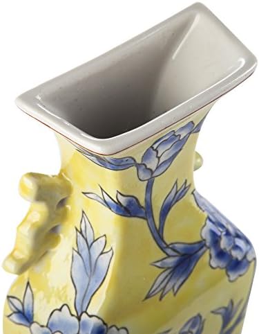 Oulaimu® Wall Mounted, Hanging or Freestanding Decorative Ceramic Flower Planter Vase Holder Chinese Style Hand Painted (yellow)