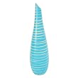 Handmade Terracotta Royal Blue Vase with Beige Stripes