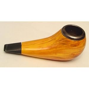 Small Tan Tobacco Pipe with Metal Bowl and Leather Pouch
