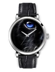 SPRAWL Aanalog Fashion Series Silver Ladies Watches of Genuine Black Leather Strap,Unique Wrist Watch for Women Girls Designed with Blue eye in furry face