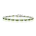 SPARKLING 5.36 CT GENUINE PERIDOT & DIAMOND 14K WHITE GOLD TENNIS BRACELET