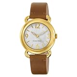 Nine West Women's NW1014WTBN Gold-Tone and Brown Strap Watch