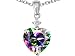 1.80 cts 14K White Gold Plated 925 Sterling Silver Heart Shaped Genuine Mystic Topaz Pendant