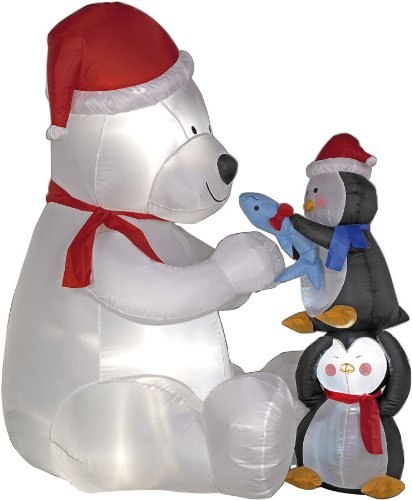 Airblown Polar Bear with Penguins