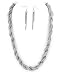 Silvertone Multi Strand Mesh Metal Necklace and Earrings Set