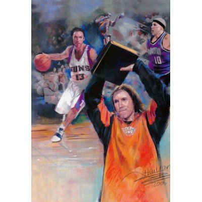 Professionally Framed Steve Nash (Trophy) Sports Poster Print - 11x17 with RichAndFramous Black Wood Frame