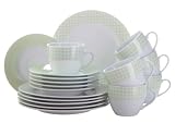 Domestic 923231 Kaffeeservice 18-teilig Levante mit je 6 Tassen, Untertassen und Desserteller gr&uuml;n