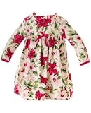 Baby Lulu Holiday Poinsettia Square Neck Ruffle Dress 4T