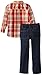 Kids Headquarters Little Boys' Orange Plaid Shirt with Pant