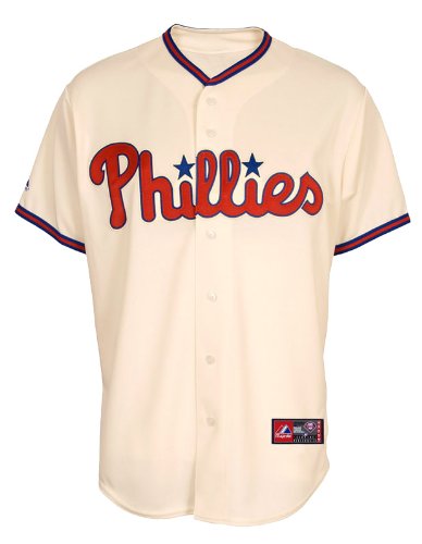 MLB Men's Philadelphia Phillies Raul Ibanez Ivory Alternate Short Sleeve 6 Button Synthetic Replica Baseball Jersey Spring 2012  (Ivory, Large)