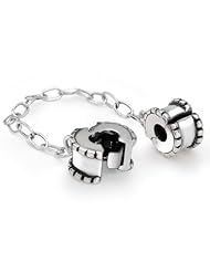 Bling Jewelry 925 Sterling Handcuff Chain Beaded Edge Stopper Pandora Compatible