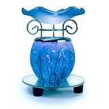 Blue Tie Dye Electric Oil Warmer with with a Mirrored Base