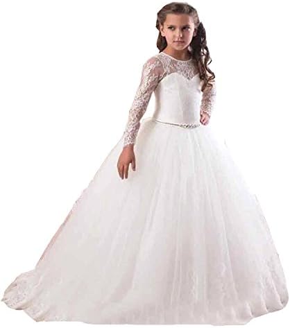 EnjoyBuys Puffy Flower Girl Dresses For Weddings Girls First Communion Dresses (13, Ivory)