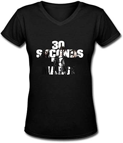 JAJUS Women's 30 Thirty Seconds To Mars Glyphic Symbol V-Neck T-Shirt Black XXL