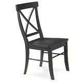 International Concepts C46-613 Pair of X-Back Chairs with Solid Wood Seats Black