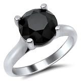 2.50ct Black Round Diamond Engagement Ring 14k White Gold