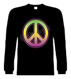 Best Price Fashion Long Sleeve T-Shirts (Neon Peace Sign) Humorous Hilarious Crazy Slogans & Comical Sayings Lol Tee Shirt; Great Gift Ideas for Adults, Men, Women, Boys, Youth, & Teens; Cool Quotes Collectible Novelty Shirts