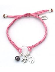 Star of David Circle of Protection Pink Charm Bracelet for Good Luck