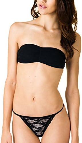 Bella Intimates Juniors Lace Bandeau with Matching Thong (Medium/Medium, Black)