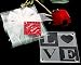 LOVE Glass Coaster Gift Set with Ribbon and Thank You Tag