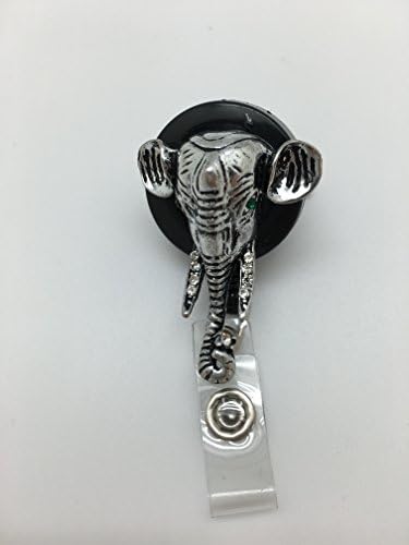 Elephant Silver ID Badge Holder - Retractable ID Badge Holder and ID Name Tag. Badge Reel Clip On with Spring Pinch Clip For Name Badges &amp; Badge Labels
