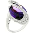 12.0 Carat (ct, cttw, ctw) Oval Cut Amethyst Silver Tone Cubic Zirconia CZ Cocktail Ring (Size 5,6,7,8,9,10)