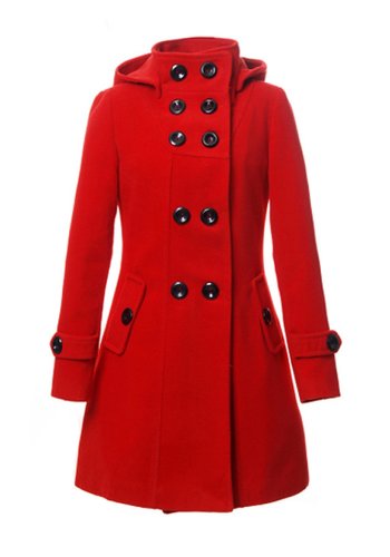 Hee Grand Women Wool Blends Double Breasted Long Sleeve Winter Coat
