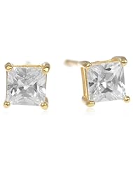 Sterling Silver Square Princess Cut Diamond Simulant (1.51 cttw) Stud Earrings