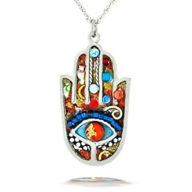 Vibrant Hamsa Necklace to Protect from the Evil Eye #2412M