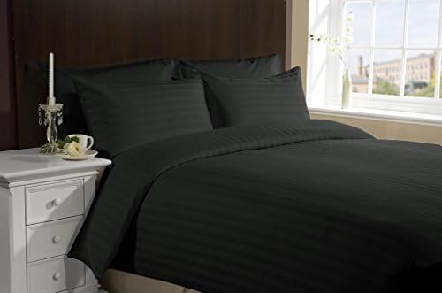 600Thread Count Stripe Black King 3PC Duvet Set 100% Egyptian Cotton
