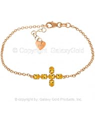 Citrine Cross Bracelet in 14k Rose Gold