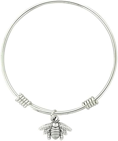 Bee Silver Charm Bracelet. These Elegant Bangles Are a Beautiful Statement Worn Alone or Stacked in the Dozens! Handmade Right Here in Vero Beach, Fl, These Bracelets Are a Super Cute Addition to Every Outfit!